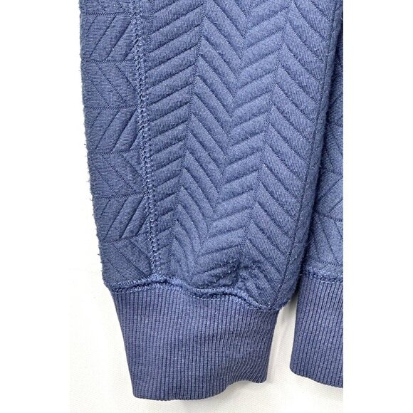Prana Womens Sweatshirt Herringbone Quilted Pockets Crew Pullover Blue Small - Picture 5 of 9